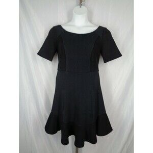 HD In Paris Anthropologie Black Textured Ruffle Hem Dress Size 10 New